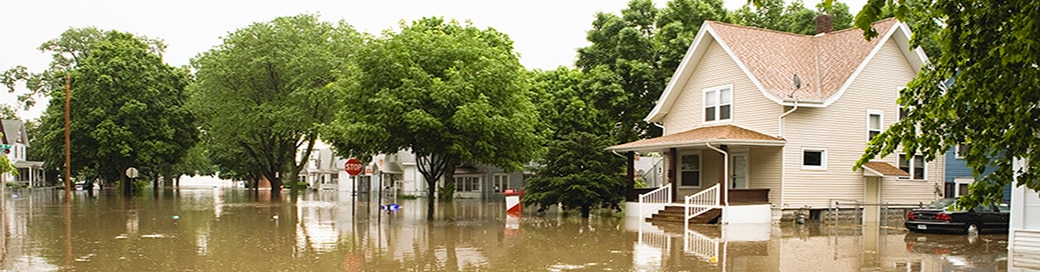 house with high flood waters