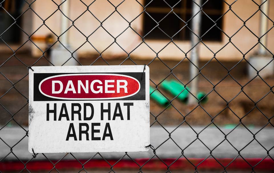 A hard hat area sign to help protect a construction site