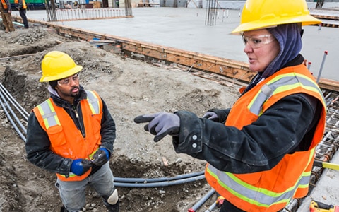 Utility contractors on a construction site