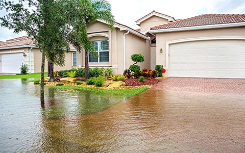Flood outside a home